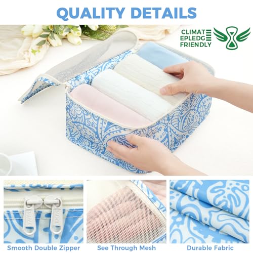 Image of BAGAIL 9 Set Packing Cubes with Packing List Luggage Packing Organizers for Travel Accessories (Blue paisley)