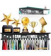 iBobbish Premium Non-Slip I CAN & I Will Medal Hanger Display Rack with Shelfs,Medal Holder for W...