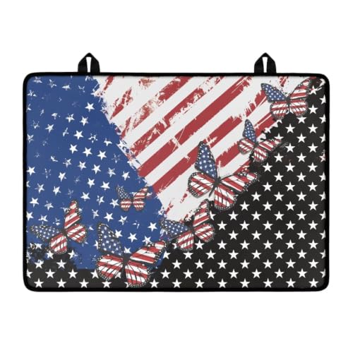 Image of Electric Stove Top Covers Heat Resistant Glass Ceramic Cooktop Cover Mat Multipurpose Kitchen Scratch Resistant Flat Top Stove Cover, 29 x 21 Inch, American Flag Butterfly Print