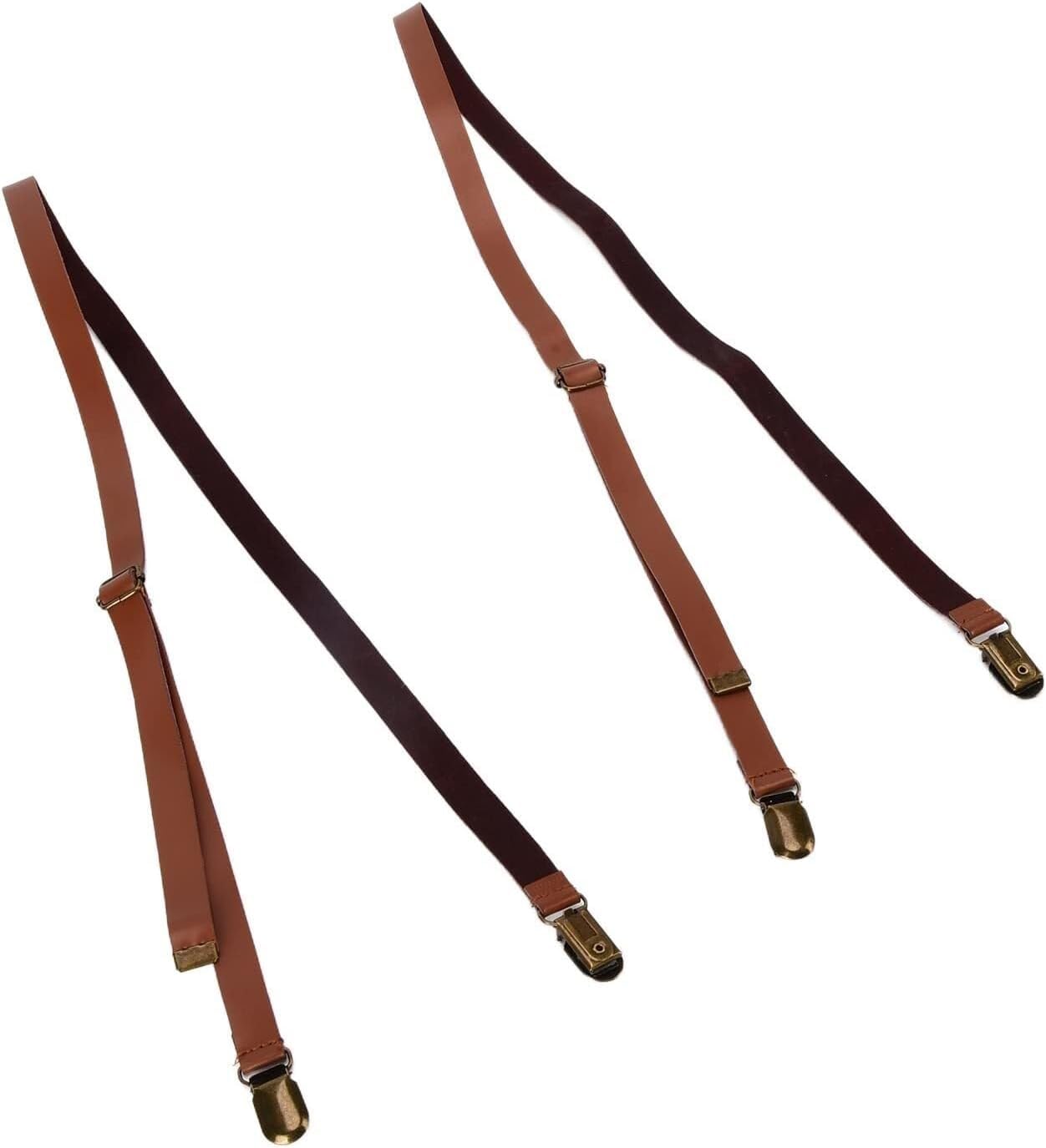 Tirantes ajustables for hombre, 2, cuero de vaca, clips metálicos for pantalones, trajes