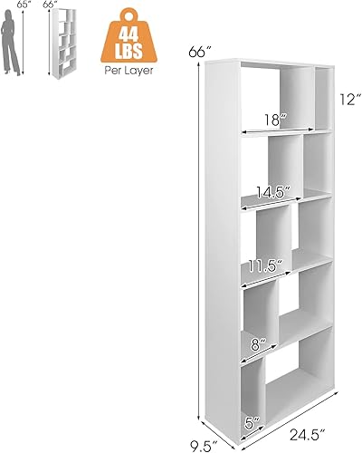 Miniatura 3 de Giantex Estantería de 5 niveles gabinete organizador de almacenamiento de 10 cubos de 66 pulgadas de alto estantería de madera independiente de