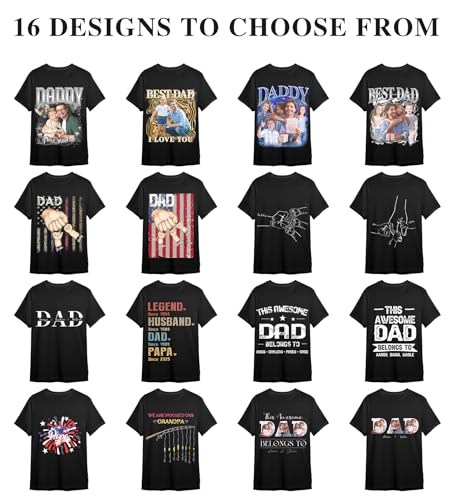 Personalized Dad Shirts, Custom Dad Tshirt with Kids Name, Customized Gifts for Father Day Birthday Christmas2