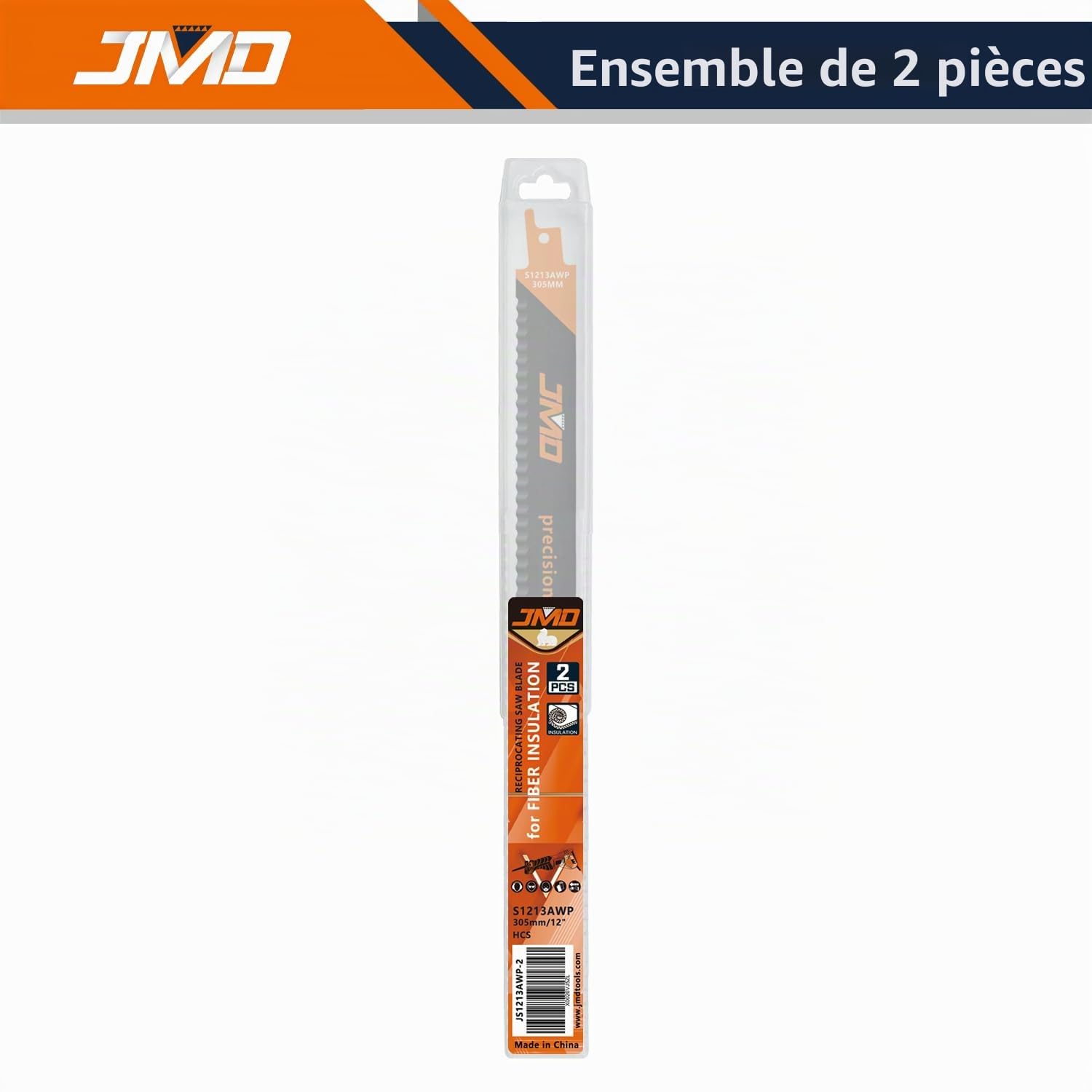 JMD 2 pièces S1213AWP Lames de scie de 300 mm pour matériau isolant, lames de scie pour scie à isolation, lames de sabre pour couper l'isolation en fibres, matériaux mous