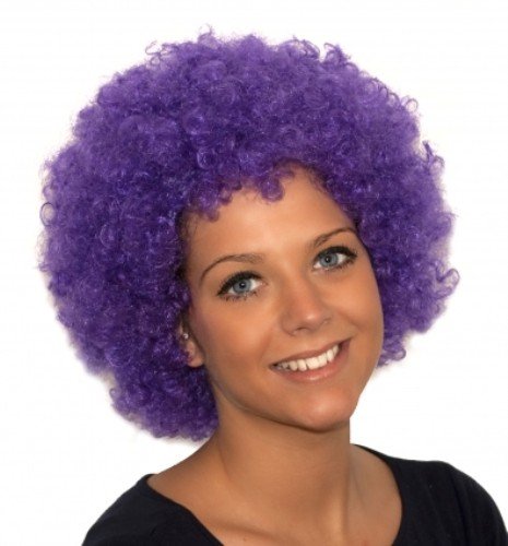 Adult Unisex Mens Ladies Curly Afro Wig for 70s 80s Disco Fancy Dress Accessory Purple by Partypackage Ltd