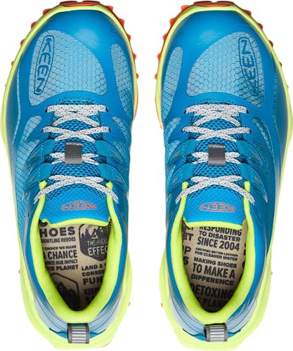KEEN Women's Zionic Low Height Waterproof All Terrain Hiking Shoes, Fjord Blue/Evening Primrose, 7