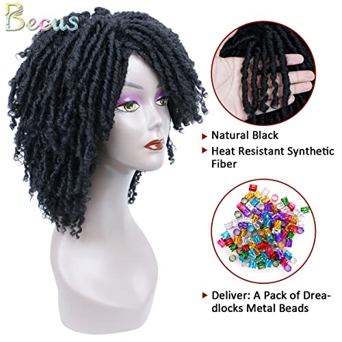 Becus Dreadlock Wig For Black Women And Men Black Braided Wigs Faux Locs Wig For Women And Men Twist Crochet Hair Wig Short Afro Synthetic Wigs（Natural Black） #TOP1