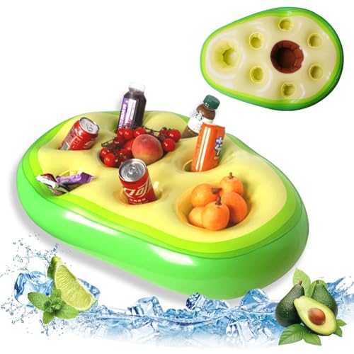 Yhjxly Obst Poolbar Aufblasbarer Getränkehalter 2 in1 Poolbar Große Kapazität Schwimmender Snack- & Getränkehalter mit 8 Löchern für Party Pool Strand Mottoparty Flaschenhalter Sommer Schwimmbad