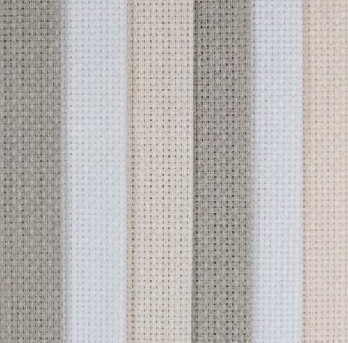 Image of KCS 4 /6 pc of 12 inch x 18 inch(30cmx45cm) 16 Count Cotton Aida Cloth Cross Stitch Fabric (6 pc,Pearl Grey+White+Ecru)