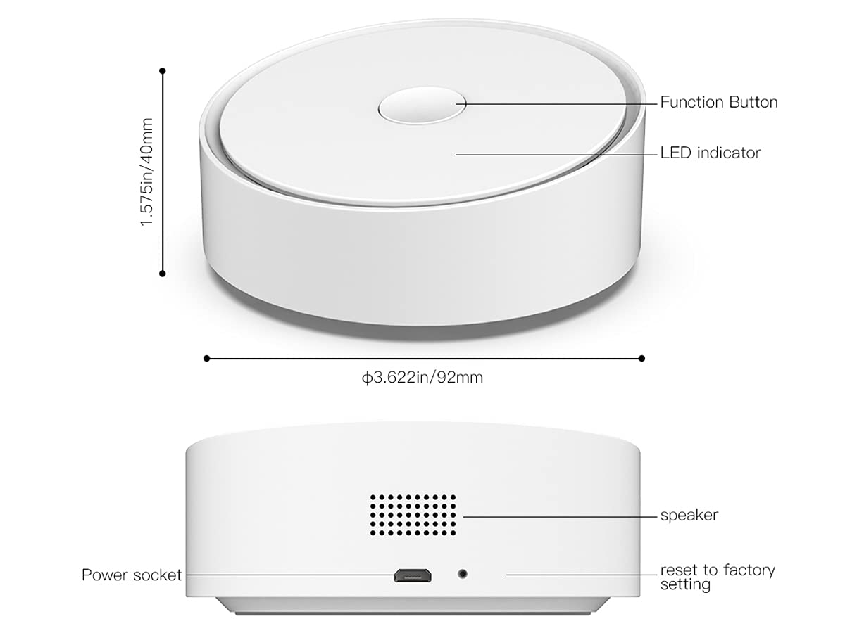 LEDLUX Multi Mode Gateway ZigBee 3.0 WiFi 2.4G Bluetooth Mesh, 3 in 1 con App Tuya Smart Life, Rotondo Elegante,Compatibile con Amazon Alexa e Google Home