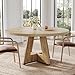 LITTLE TREE Round Dining Table for 4-6 People, 47 Inches Dining Room Table with Wooden Pedestal Base, Circle Kitchen Tables for Dining Room, Kitchen, Living Room, Oak