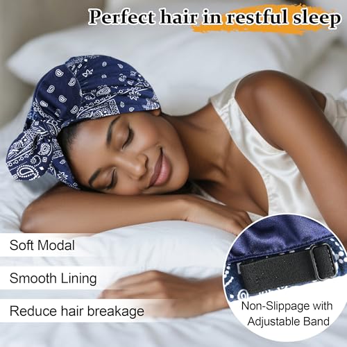 Image of Ababalaya Satin Lined Beanies for Women Chemo Headwear Silky Lined Cotton Sleeping Cap