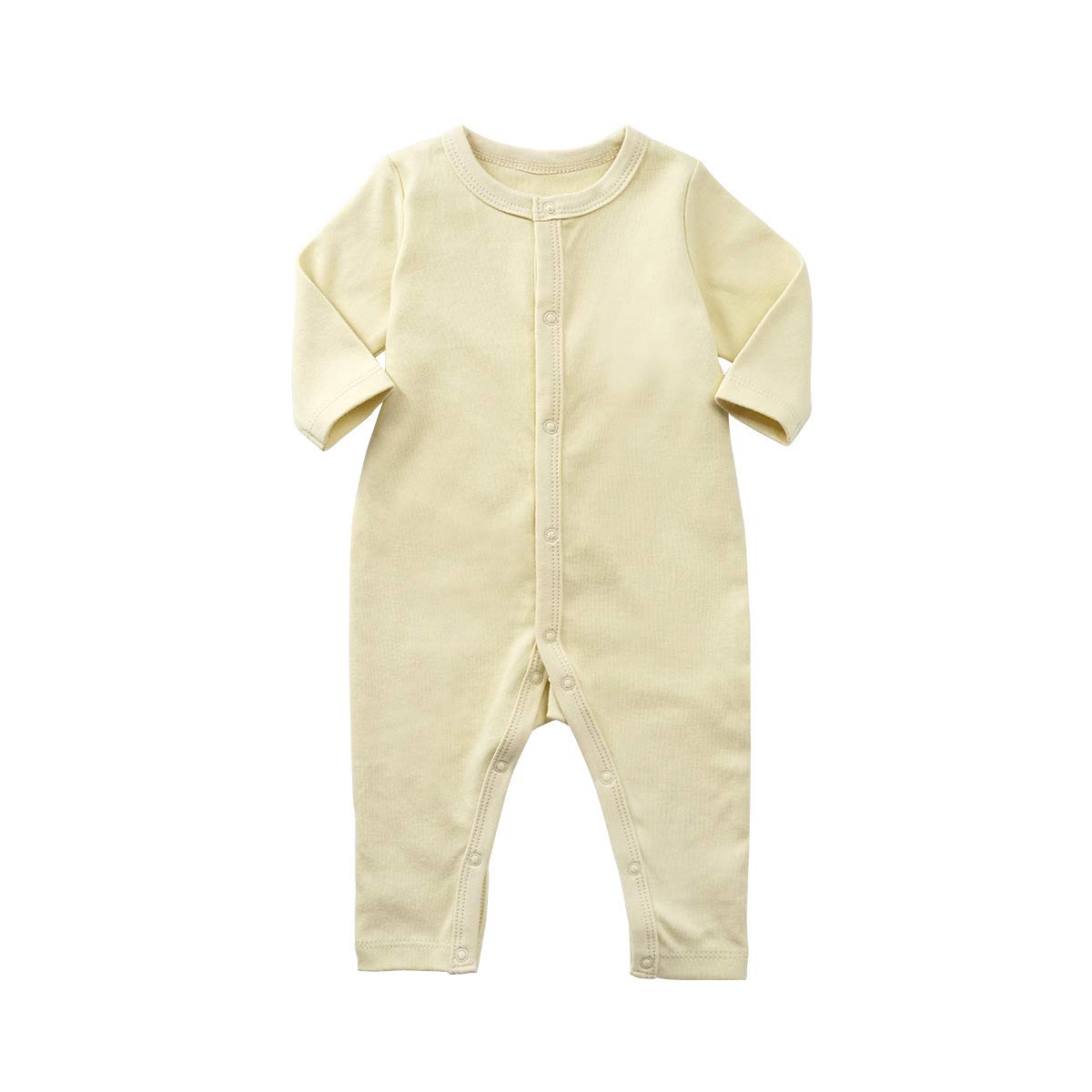 Teach Leanbh Unisex Baby Romper Coton Long Sleeve Button Down Footless Jumpsuit 0-24 Months