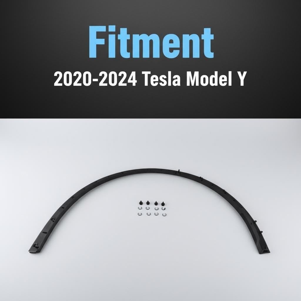 Driver Side Front Fender Trim Fit for 2020-2024 Tesla Model Y, 1494185-00-B, 1494161-00-B