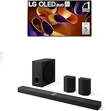 LG 77-Inch Class OLED evo G4 Series Smart TV 4K Processor Flat Screen with Alexa Built-in OLED77G4WUA, 2024,LG 9.1.5 ch. Sound Bar with Wireless Dolby Atmos Soundbar and Rear Speakers