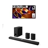 LG 77-Inch Class OLED evo G4 Series Smart TV 4K Processor Flat Screen with Alexa Built-in (OLED77G4WUA, 2024), 9.1.5 ch. Sound Bar with Wireless Dolby Atmos Soundbar and Rear Speakers 77 Inches Home Theater Audio