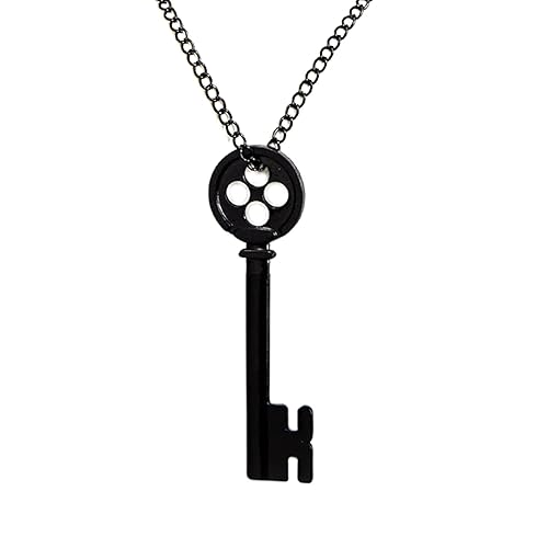 Black Key Necklace, Halloween Costume Jewelry, Black Key Pendant Necklace
