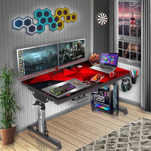 Image of Xtreme PRO Direct Theme Printed Computer Desk for Gaming, Work & Study. Large for PC, Dual Monitors, iMac, and Laptops. Metal & Engineered Wood. Black Stand Desk. 4 Feet-XPB4 (XPB425-CT-03)