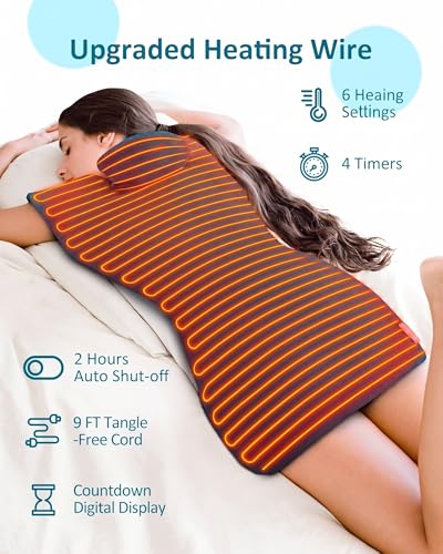 Image of Mothers Day Gifts, Heating Pad for Neck Shoulders Back, Extra Large Heat Pad for Full Body Relax, Electric Heated Wrap for Seniors, Anniversary & Birthday Gifts for Women Mom Grandma Her Wife