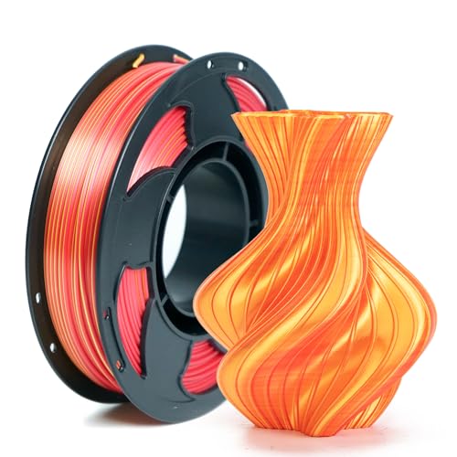 Image of Silk Dual Color Gold Red PLA 1.75mm 250g Spool Shiny 3D Printer Filament | Silk finish Bi Gold Red Coextrusion Shiny Smooth transition Neatly wound Color Change 0.25kg Small spool for Bambu Flashforge
