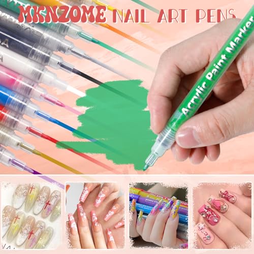 Image of 18 Color Nail Art Pens for Painting Nails, 0.7 MM Nail Polish Pens Set Drawing Point Liner Acrylic Painted Pen Kit, Waterproof Quick-drying Nail for DIY Design Manicure Tools