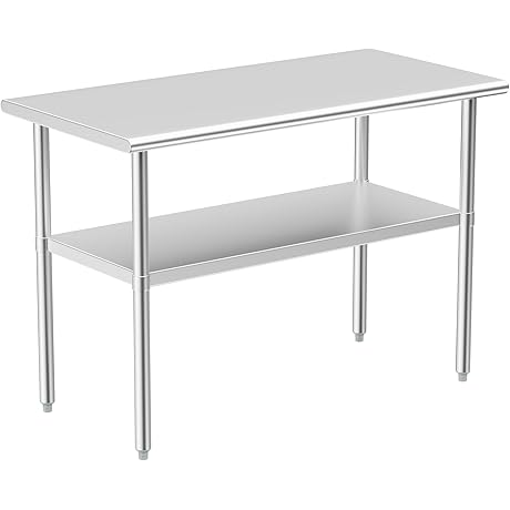Mesa de acero inoxidable comercial, 24 x 48 pulgadas