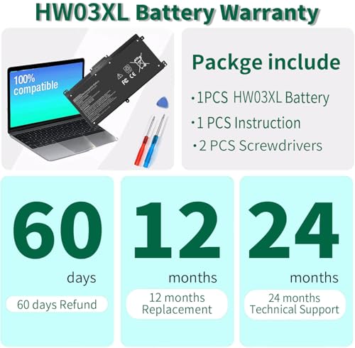 Image of DMKAOLLK 41.04Wh HW03XL Battery for HP L97300-005, Replacement for HP Pavilion 15-EG 15-EH 17-CN 17-CP 15-eg0xxx 15t-eg000 15-eg0053cl 15-eh0050wm 17-cn0xxx HWO3XL HW03041XL