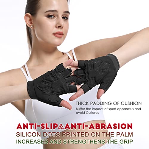 Hirui Workout Gloves For Men Women Youth, Ventilated Exercise Gloves Cycling Gloves With Full Palm Silicone Padding For Fitness Weightlifting Gym Tennis Training Climbing, No Calluses (Black, Xl) #TOP5
