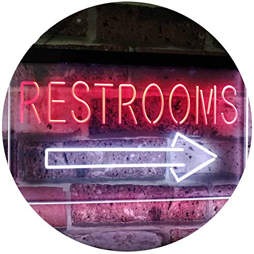 ADVPRO Restroom Arrow Point to Right Toilet Dual Color LED Neon Sign White & Red 300 x 210mm st6s32-m2049-wr โ image 1