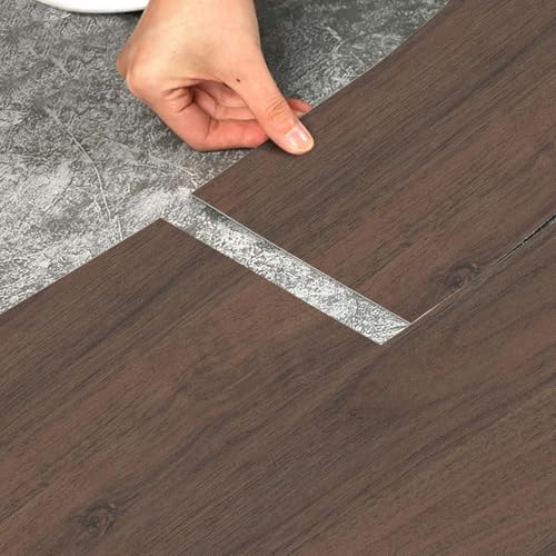 Image of JAAMSO ROYALS PVC Flooring Planks Tiles Self Adhesive Peel & Stick Wooden Design, 6 Planks, 12 Square Feet (Dark Brown Oak)