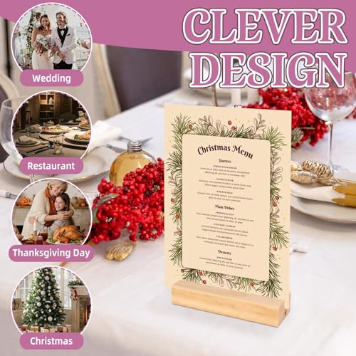 Image of 30Pcs 3.9x1.4 Inches Wood Table Number Stands, Wooden Place Card Holders, Acrylic Sign Holders for Wedding, Ceremony, Birthday, Party, Home Decoration, Events (3mm Slots)
