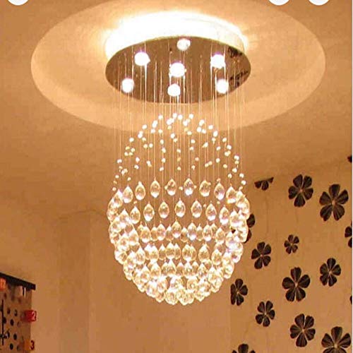 Image of Sanleen Modern Contemporary K9 Crystal Glass Chandelier Ceiling Hanging Light | Luxury Jhoomar for Living Room, Dining Hall, Double Height & Home Decor | 2 x 3 Feet | Golden | Design-7