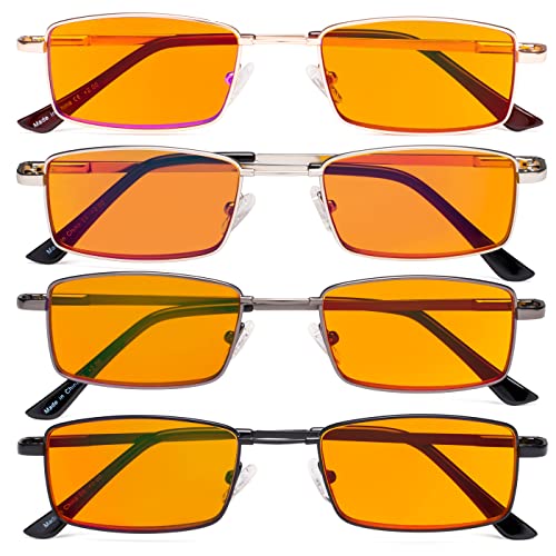 Image of Eyekepper 4 Pack Reading Glasses Blue Light Blocking Memory Titanium Bridge Computer Readers