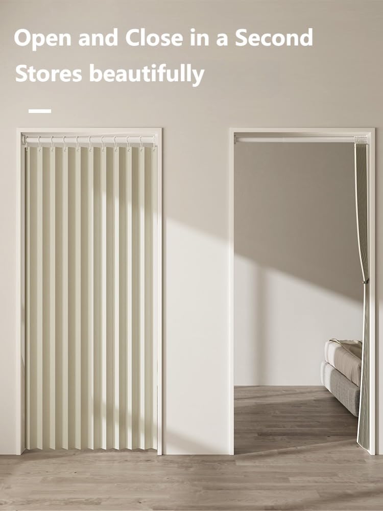 Cortinas opacas térmicas plisadas grises de alta calidad para armarios abiertos y separadores de habitaciones, 40 x 87 pulgadas, elegante solución de privacidad con varillas