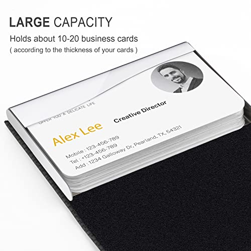 Maxgear Business Card Holder, Business Card Case Metal Card Holders For Men & Women Professional Business Card Wallet Credit Cards Holder Name Card Holder, Pu Leather & Stainless Steel, Black Carbon #TOP3