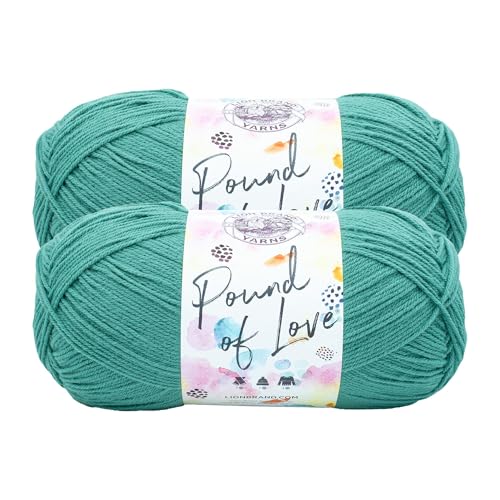 Image of Lion Brand Yarn, Pound of Love Crochet Yarn, Waterfall, Blue, 2 Pack