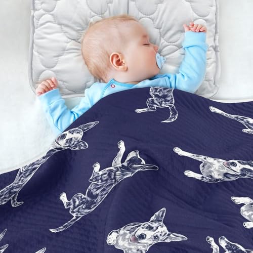 Image of vvfelixl Baby Swaddle Blanket for Boys Girls Blue Heeler Dog Baby Blanket for Newborn Nursery Blanket for Crib Stroller 30x40 in