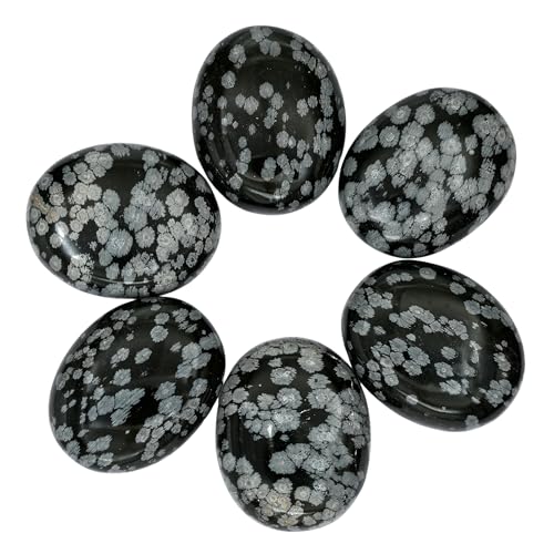 Image of Certified Snowflake Obsidian Crystal Palm Pebbles Stones for Anxiety Stress Relief Massage - AAA Grade Original Healing Gemstone Agate Palm Stone for Yoga Meditation Spiritual Reiki Feng Shui