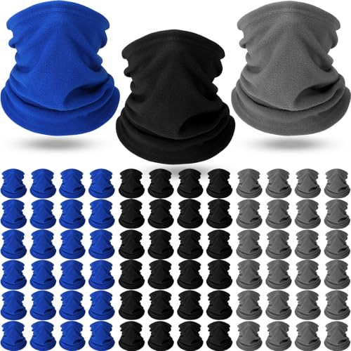 Handepo 75 Pcs Winter Fleece Neck Warmer Gaiter Windproof Scarf Mask Cover Warm Gaiter with Drawstring for Ski Men Women