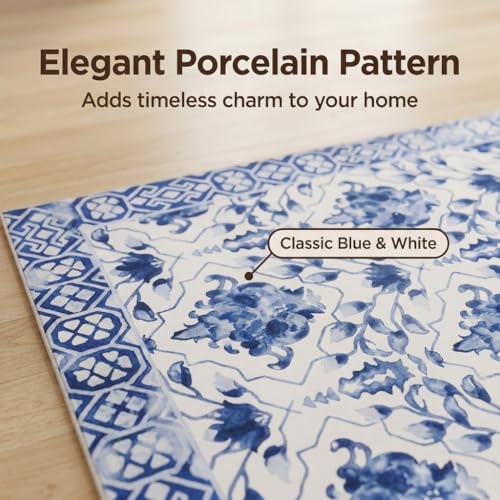 Tapete decorativo azul estilo porcelana oriental 2x3 pies miniatura 5