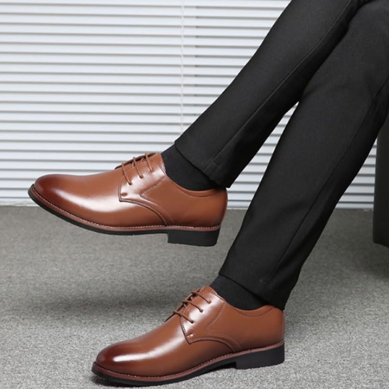 Men's Classic Business Lace-up Dress Shoes Low-top Round-Toe Oxford Shoes for Wedding Party Work Men Comfortable Versatile Shoes