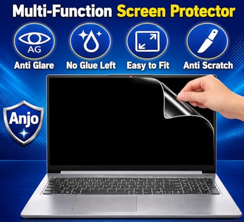 Image of Anjo 5 in 1 Combo Of 15.6 Inch & 16:9 Display Aspect Ratio Laptop Screen Protector, KeySkin, Body Lamination Trackpad & Lid (Transparent) & Cleaner