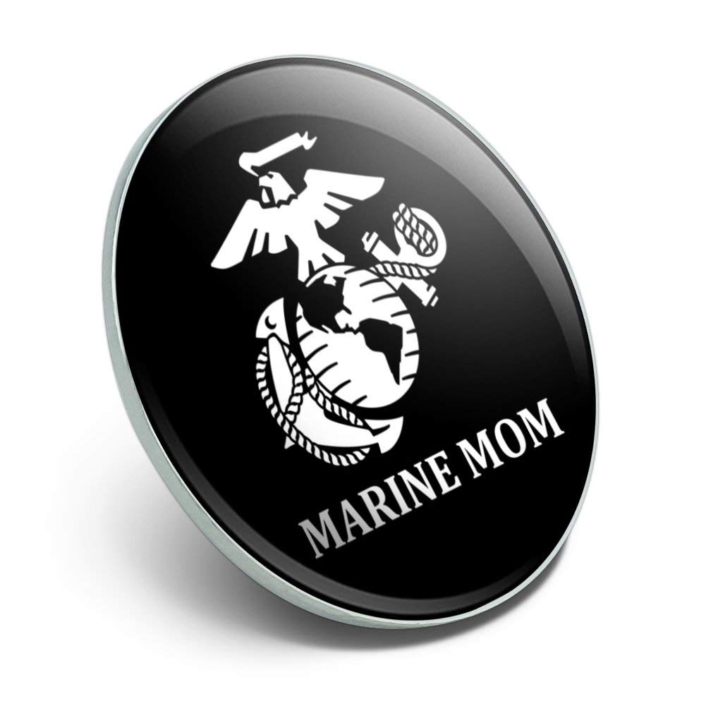 Marine Mom USMC White Logo on Black Officially Licensed Metal 1.1