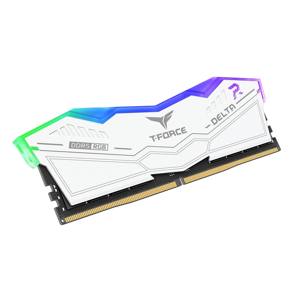 Team Group T-Force DELTA RGB DDR5 RAM, 6000 MHz, 32 GB (2 x 16 GB), CL30, memoria de escritorio con iluminación RGB, refrigeración PMIC, overclocking con un solo clic (negro)
