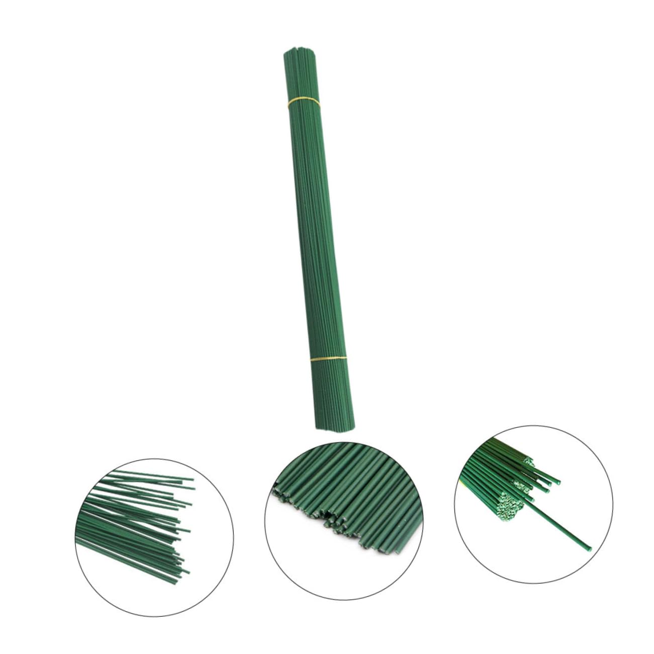 Hohopeti 2sets Dark Green Floral Stem Wire Realistic Artificial Plant Sticks for DIY Bouquets Wedding Decorations Craft Supplies 50pcs*2