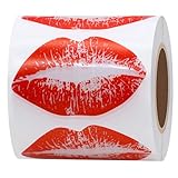 HYBSK 300pcs Kiss Lips Stickers Removable Clear Hot Rave Red Kissing Labels for Envelopes Crafts Party Favors (Transparent Clear Paper)