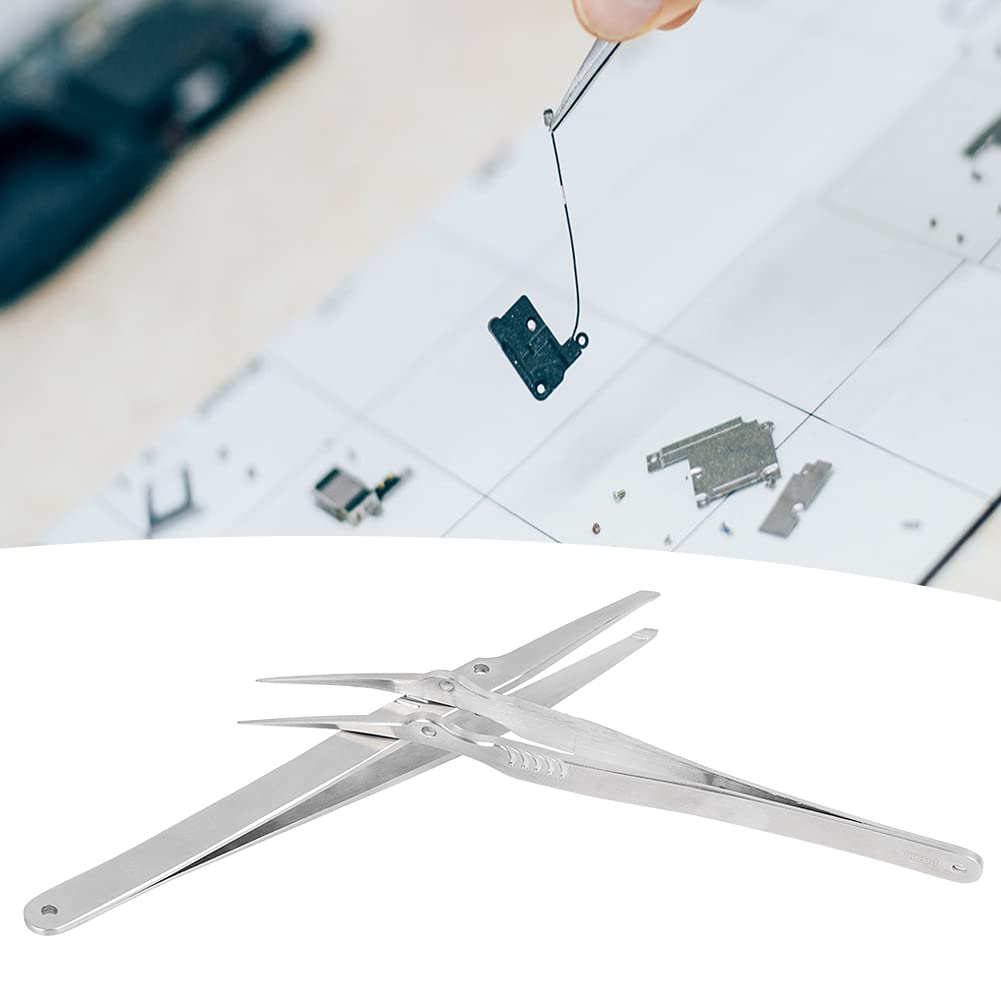 Set di pinzette di precisione di Vomeko 2pcs, pinzetta in acciaio inossidabile, riparazione di saldatura antiamatica industriale ad alta precisione