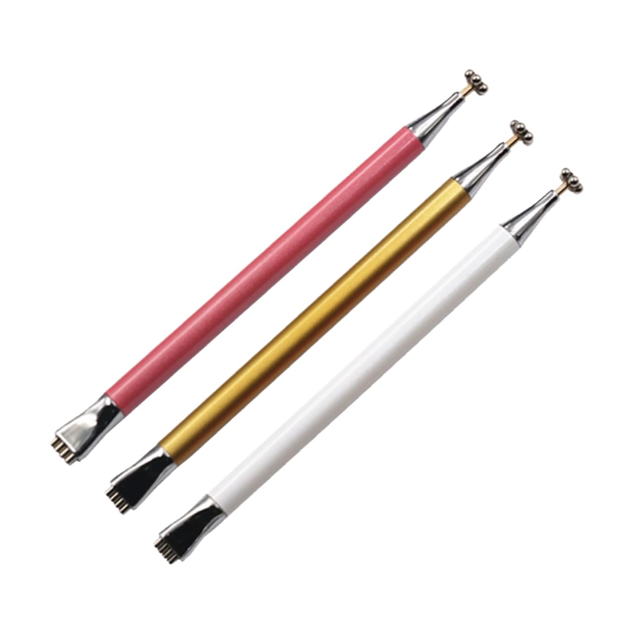NOLITOY 3pcs Double Magnetic Dotting Pens for Nail Art Cat Eye Gel Polish Tool Red White Yellow Creative Magnetic Manicure Accessory for Salon Home Use