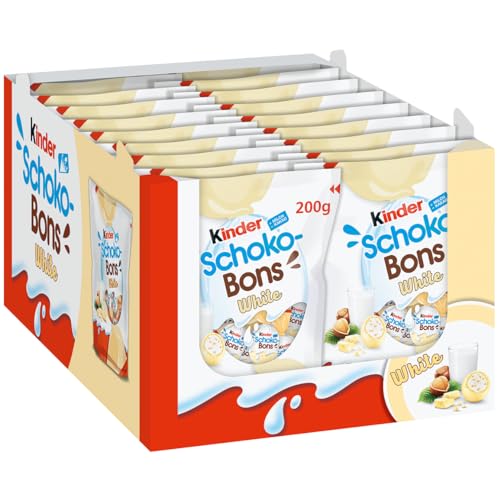 Huevos Kinder Shocobons White - Blancos - Caja con 5 Bolsas de 200 gramos de Kinder ShocoBons Chocolate BLANCO - 165 Huevos Kinder ShocoBons