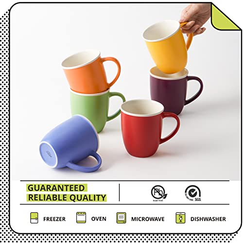 Lifver 18Oz Large Coffee Mugs Set Of 6, Assorted Colored Coffee Mugs With Handle, Matte Ceramic Large Mugs For Coffee, Tea, Cocoa, Christmas Thanksgiving Housewarming Party Gift, Multi Colors #TOP5