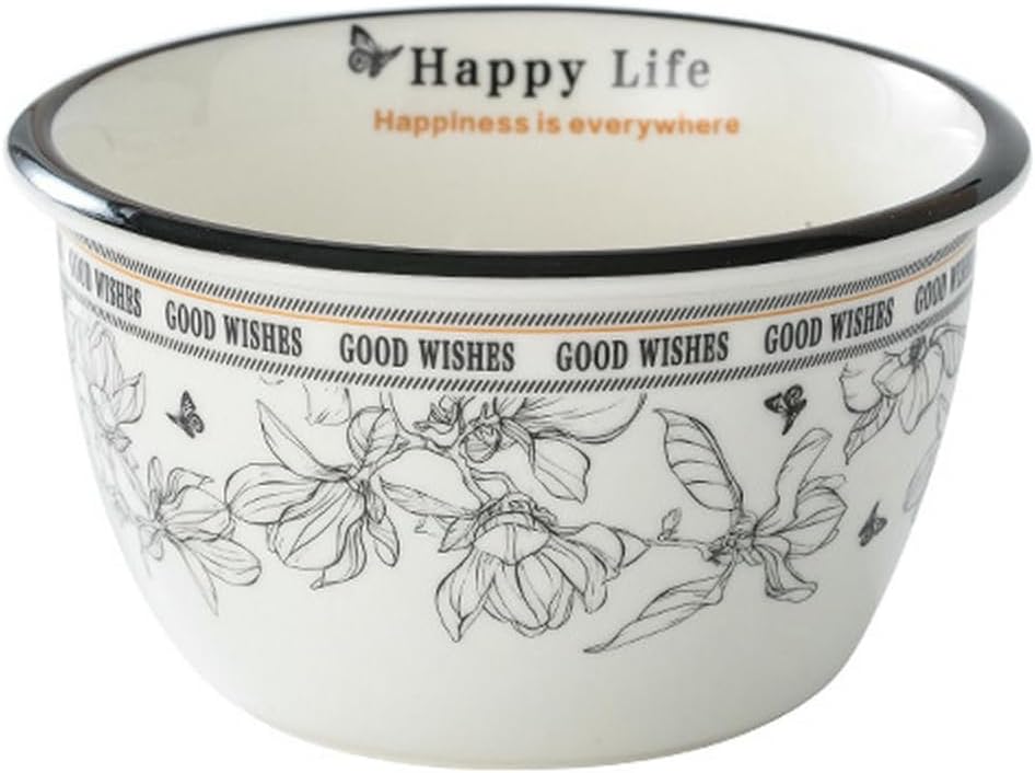 Vintage Rice Bowls ，Ceramic Tableware Rice BowlHousehold thickened ceramic tableware, underglaze ceramic high temperature resistant(Double-eared soup bowl)